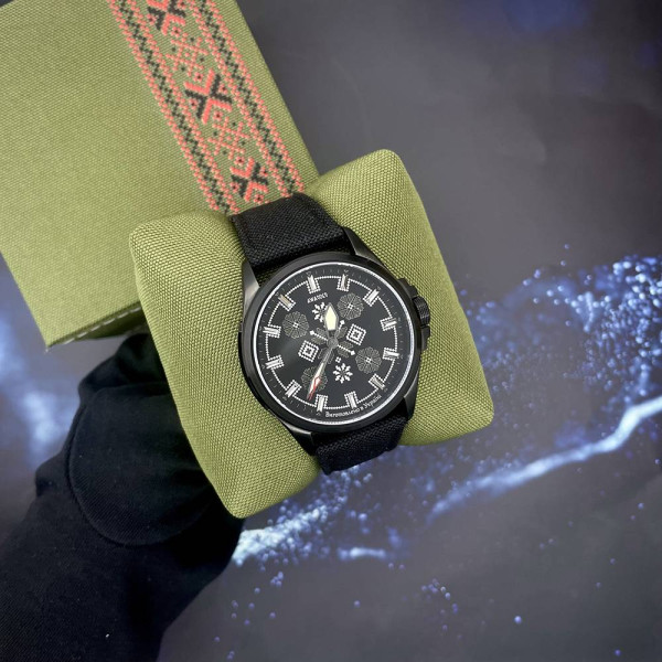Патриотические наручные часы Awarder Embroidery Black-Army Green Black Battery 10ATM фото 5