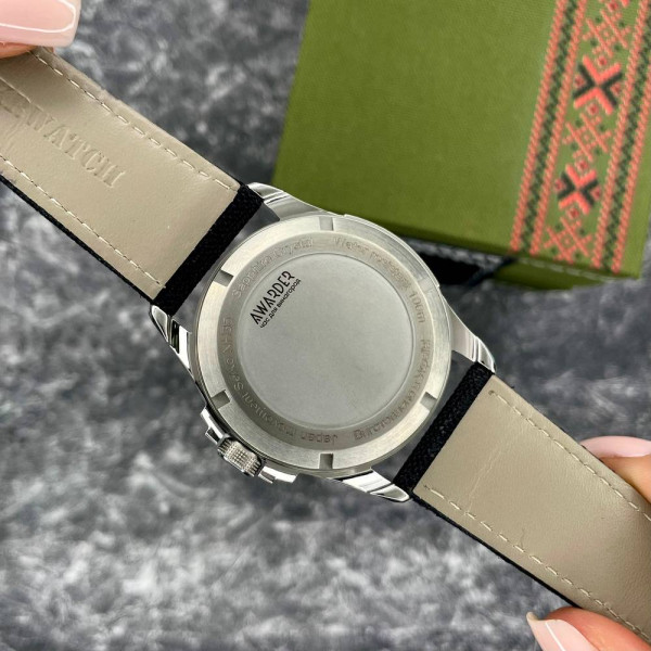 Патріотичний наручний годинник Awarder Embroidery Silver-Green Black Automatic 10ATM фото 8