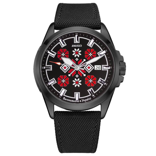 Патриотические наручные часы Awarder Embroidery Black-Red Black Automatic 10ATM фото 1