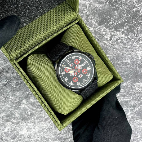 Патриотические наручные часы Awarder Embroidery Black-Red Black Automatic 10ATM фото 4