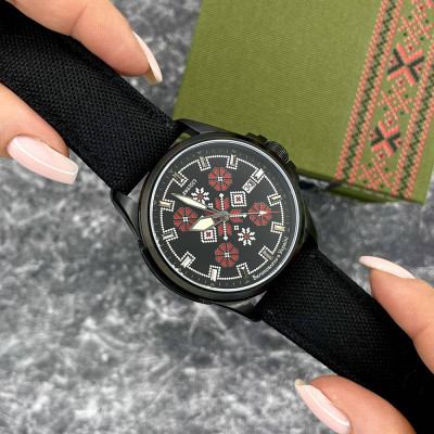 Патриотические наручные часы Awarder Embroidery Black-Red Black Automatic 10ATM