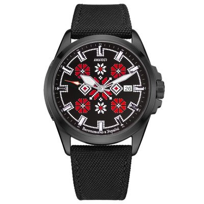 Патриотические наручные часы Awarder Embroidery Black-Red Black Automatic 10ATM