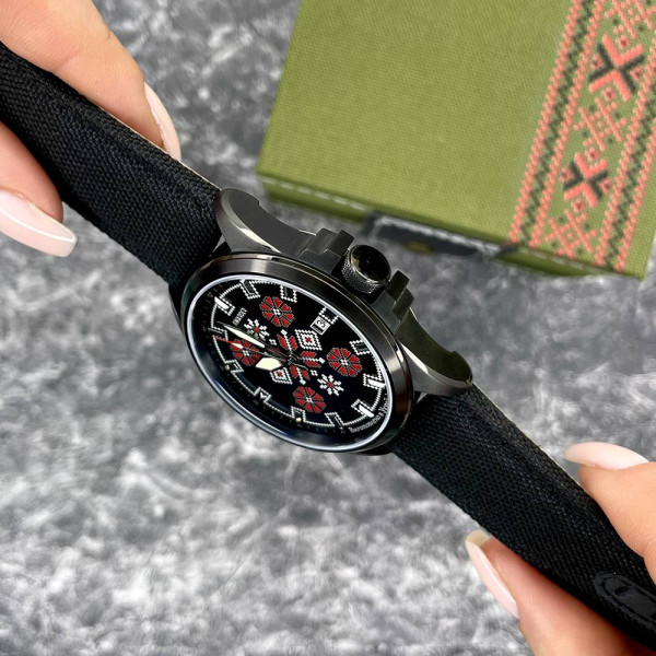 Патриотические наручные часы Awarder Embroidery Black-Red Black Automatic 10ATM фото 7