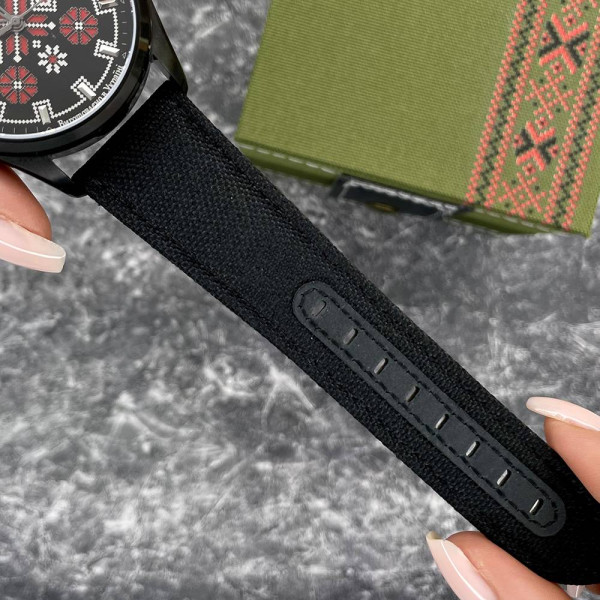 Патріотичний наручний годинник Awarder Embroidery Black-Red Black Automatic 10ATM фото 11