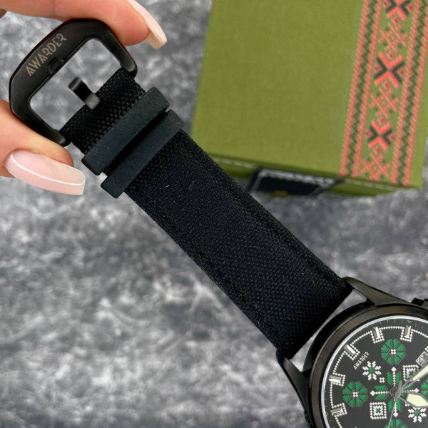 Патріотичний наручний годинник Awarder Embroidery Black-Green Black Automatic 10ATM фото 10