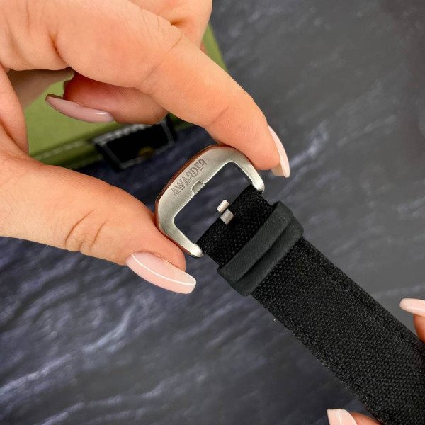 Патріотичний наручний годинник Awarder Embroidery Silver-Red Black Battery 10ATM фото 12