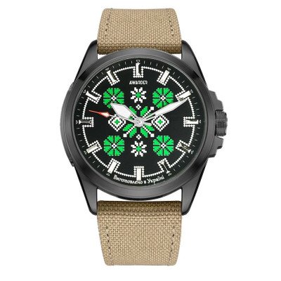 Awarder Embroidery Black-Green Khaki Battery 10ATM