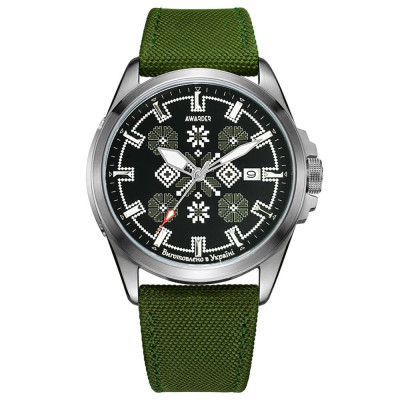 Awarder Embroidery Silver-Army Green Green Automatic 10ATM