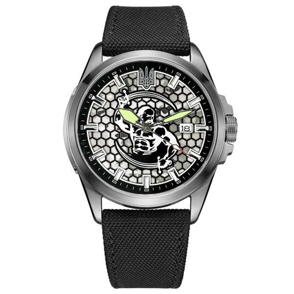 Патріотичний наручний годинник Awarder Cossack Black-Black Automatic 10ATM фото 1