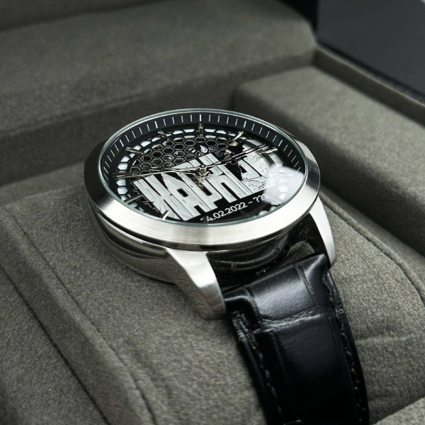 Патриотические наручные часы Awarder Несокрушимый Харьков Silver-Black Automatic фото 5