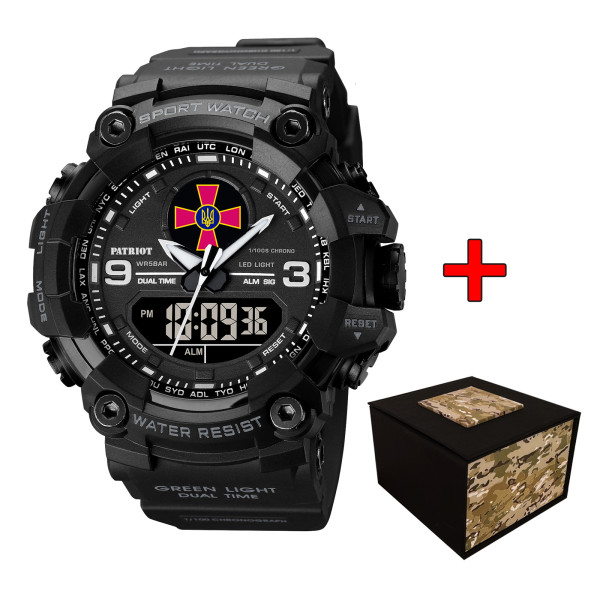 Годинник наручний Patriot 001BKZSU ЗСУ Чорні + Коробка.