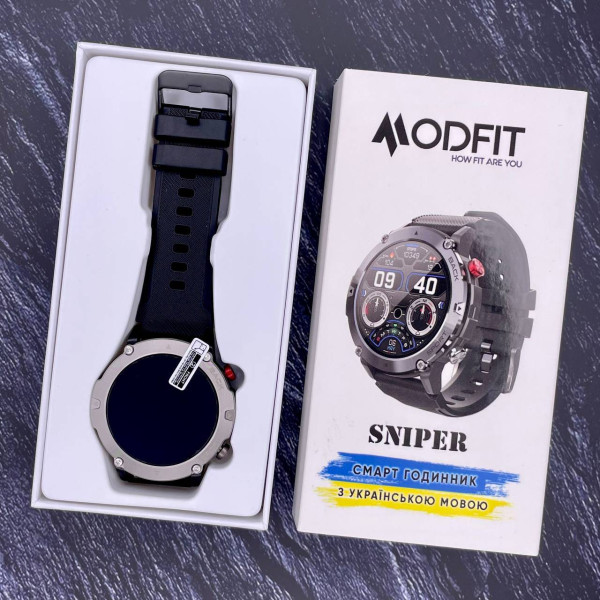 Розумний годинник Modfit Sniper Black-Silver 36 мм. фото 23