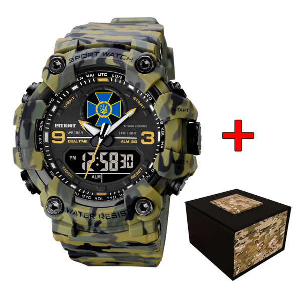 Годинник наручний Patriot 001CMGRSBU СБУ Зелений камуфляж + Коробка. фото 1