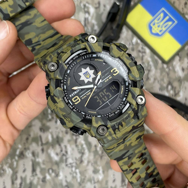 Годинник наручний Patriot 001CMGRPO Поліція Зелений камуфляж + Коробка. фото 3