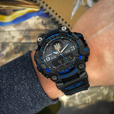 Patriot 001BUUAGD Трезубец золото Черные с синим. + Коробка.