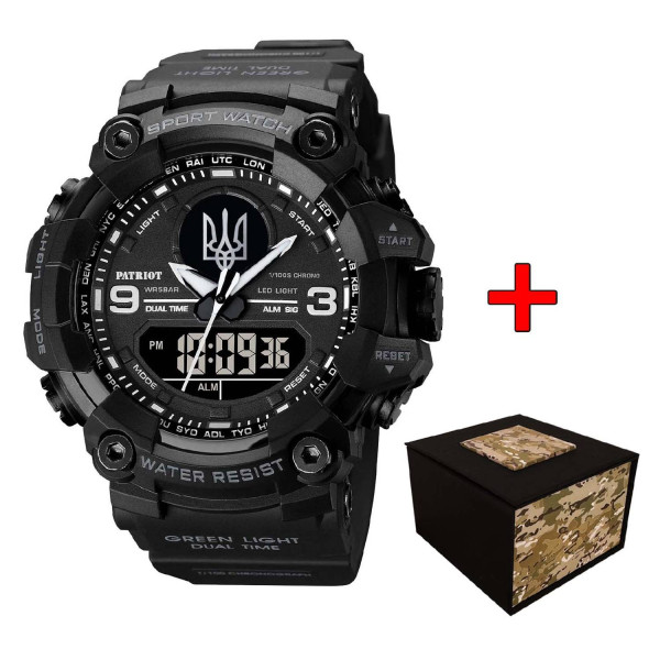 Часы наручные Patriot 001BKUASI Тризуб серебро Черные фото 1