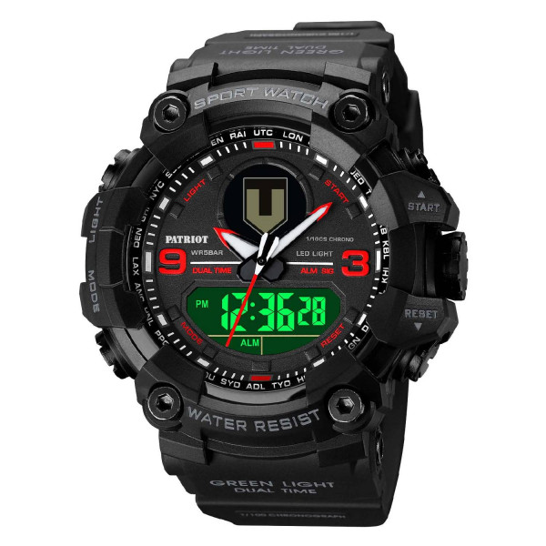 Часы наручные Patriot 001RDTRO ТРО Черные с красным + Коробка. фото 3