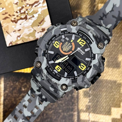 Patriot 002CMGYUAGD Трезубец золото Серый камуфляж + Коробка.