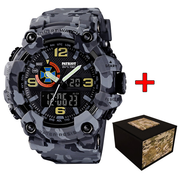 Часы наручные Patriot 002CMGYSBU СБУ Серый камуфляж + Коробка