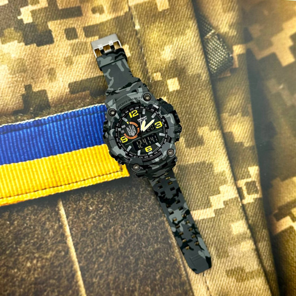 Годинник наручний Patriot 002CMGYUASI Тризуб срібло Сірий камуфляж + Коробка. фото 3