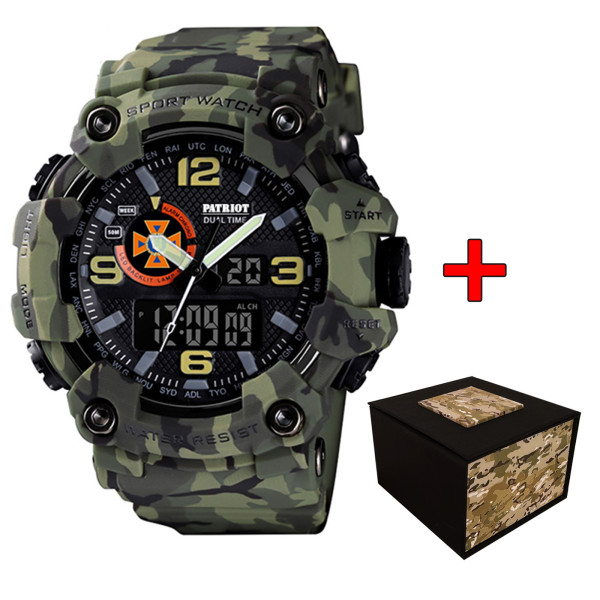 Часы наручные Patriot 002CMGRDSNS ДСНС Зеленый камуфляж + Коробка фото 1