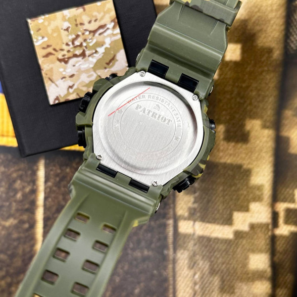 Годинник наручний Patriot 002CMGRUASI Тризуб срібло Зелений камуфляж + Коробка. фото 5
