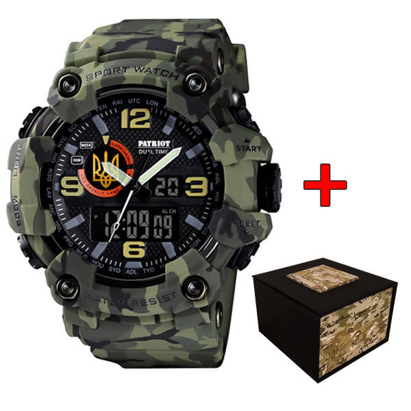 Годинник наручний Patriot 002CMGRUAGD Тризуб золото Зелений камуфляж + Коробка. фото 1