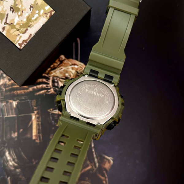 Годинник наручний Patriot 003CMGRUASI Тризуб срібло Зелений камуфляж + Коробка. фото 6
