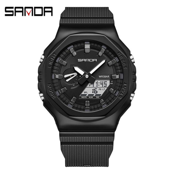 Чоловічий годинник Sanda 3167 Black-White фото 1