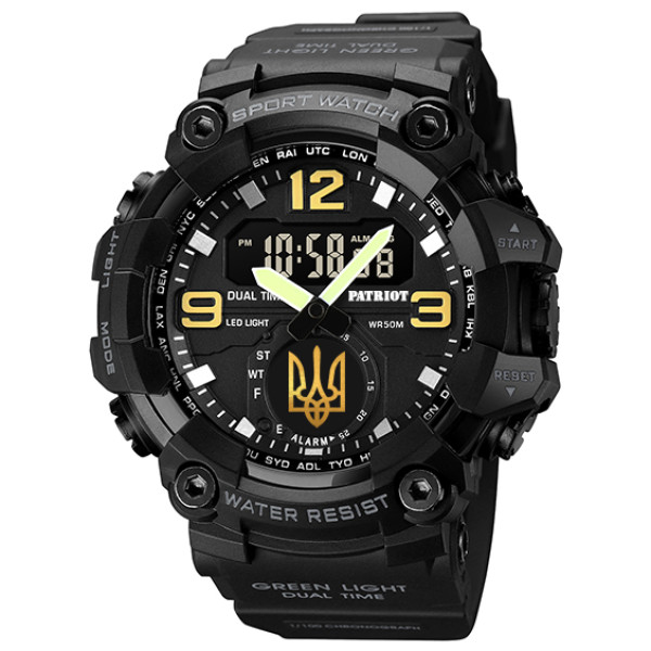 Часы наручные Patriot 003BKUAGD Трезубец золото Черные + Коробка. фото 6