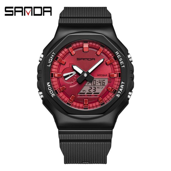 Чоловічий годинник Sanda 3167 Black-Red фото 1