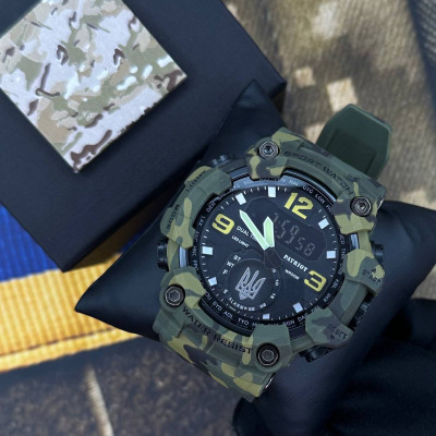 Patriot 004CMGRUASI Трезубец серебро Зеленый камуфляж + Коробка.