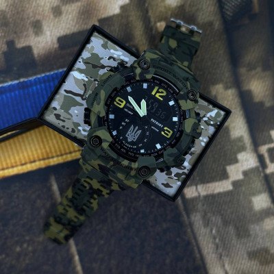 Patriot 004CMGRUASI Трезубец серебро Зеленый камуфляж + Коробка.