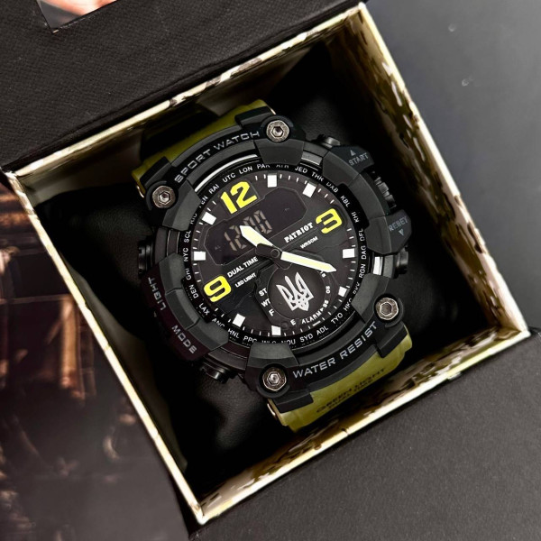 Годинник наручний Patriot 004AGUASI Тризуб срібло Зелені + Коробка. фото 5