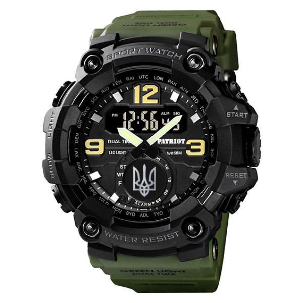 Годинник наручний Patriot 004AGUASI Тризуб срібло Зелені + Коробка. фото 7