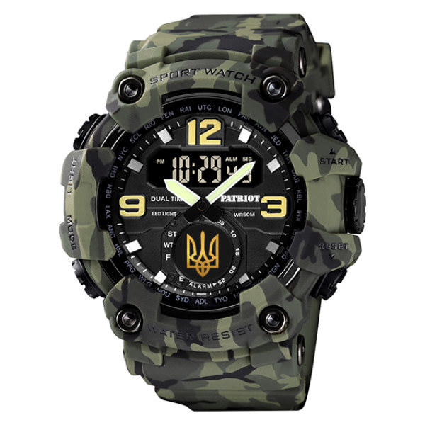 Часы наручные Patriot 004CMGRUAGD Трезубец золото Зеленый камуфляж + Коробка. фото 7