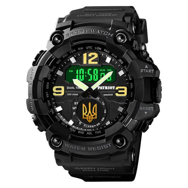 Годинник наручний Patriot 004BKUAGD Тризуб золото Чорні + Коробка. фото 7