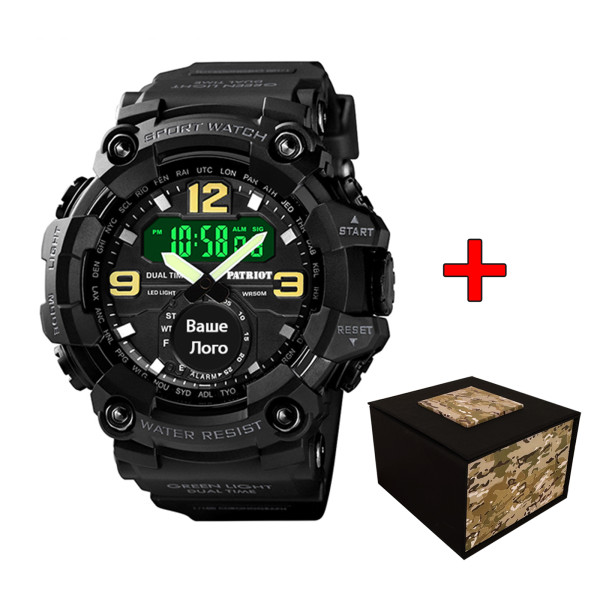 Часы наручные Patriot 004BK Ваше лого Черные + Коробка фото 1