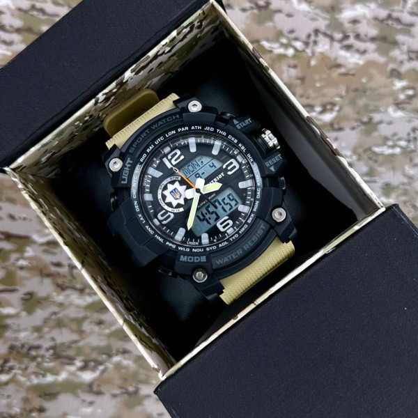 Годинник наручний Patriot 012BKKHPO Поліція Чорні з хакі + Коробка. фото 4
