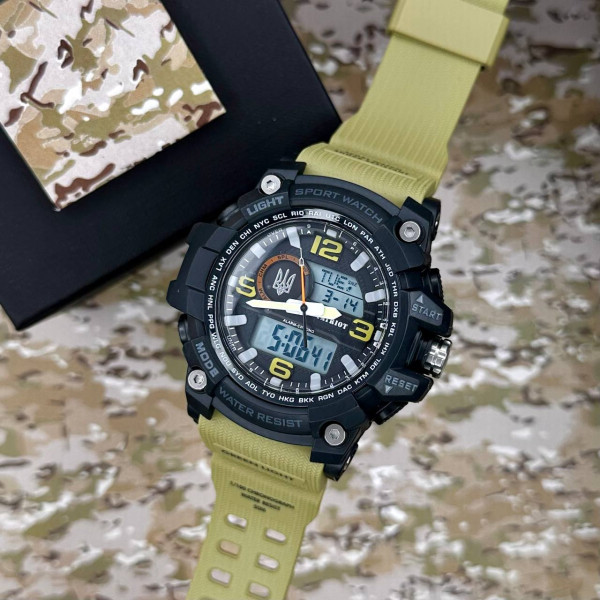 Годинник наручний Patriot 012BKKHUASI Тризуб срібло Чорні з хакі. + Коробка фото 3