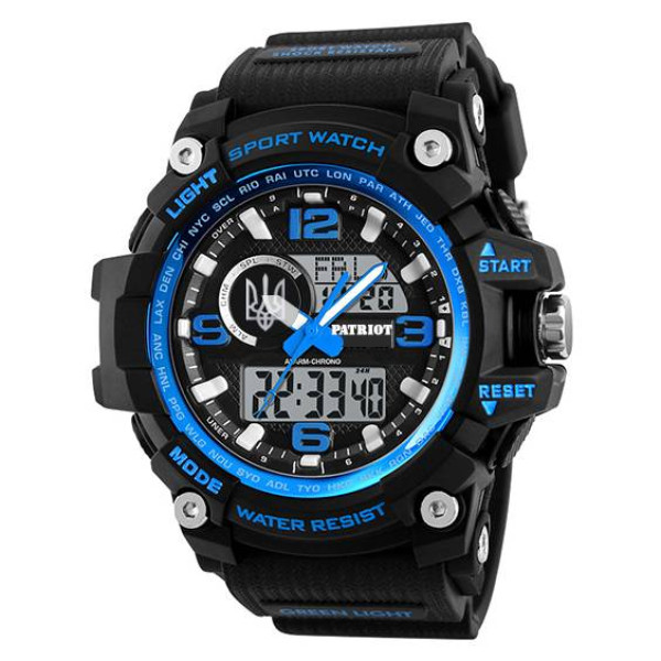 Часы наручные Patriot 012BUBKUASI Трезубец серебро Черные с синим + Коробка фото 3