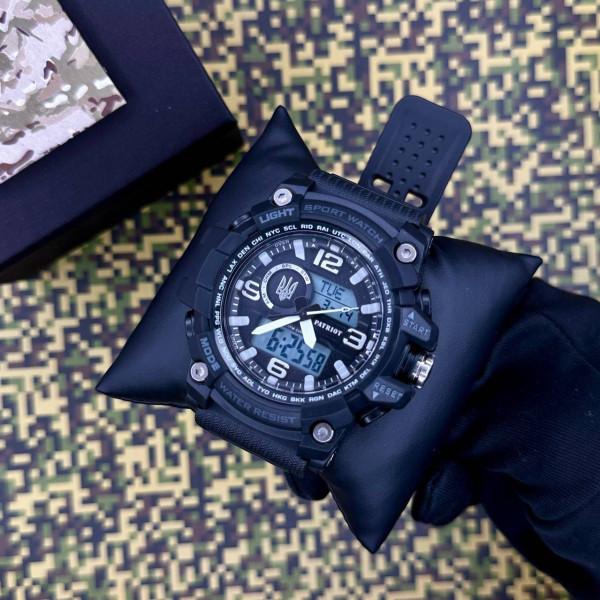 Часы наручные Patriot 012BKUASI Тризуб серебро Черные + Коробка. фото 4