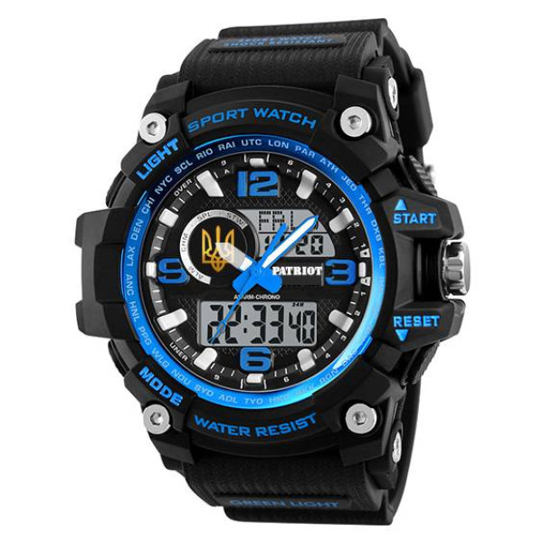 Часы наручные Patriot 012BUBKUAGD Тризуб золото Черные с синим + Коробка фото 3