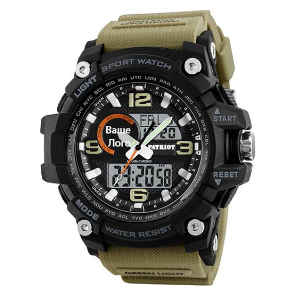Часы наручные Patriot 012BKKH Ваше лого Черные из хаки + Коробка фото 3