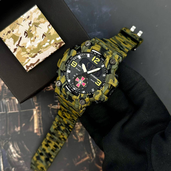 Часы наручные Patriot 003CMGRSU ВСУ Зеленый камуфляж + Коробка. фото 4