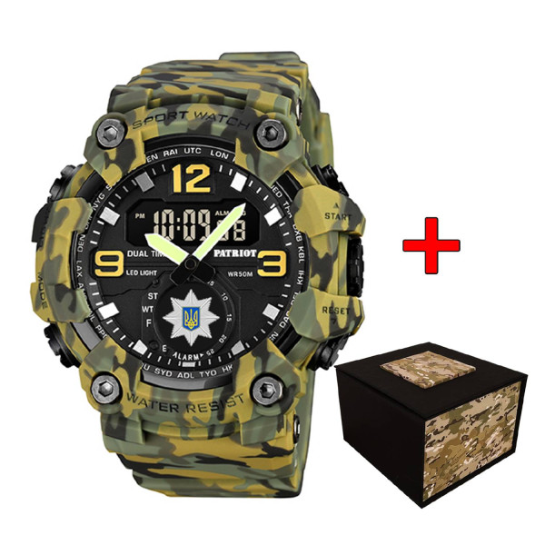 Часы наручные Patriot 003CMGRPO Полиция Зеленый камуфляж + Коробка фото 1
