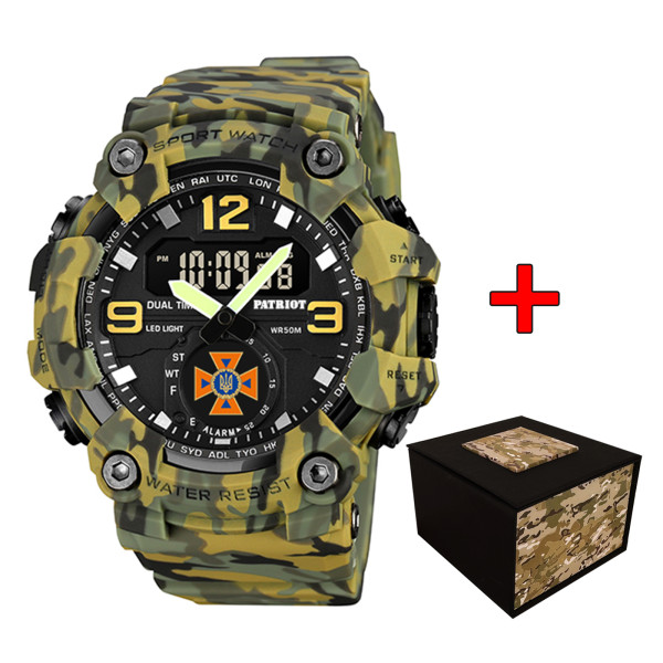 Часы наручные Patriot 003CMGRDSNS ДСНС Зеленый камуфляж + Коробка. фото 1