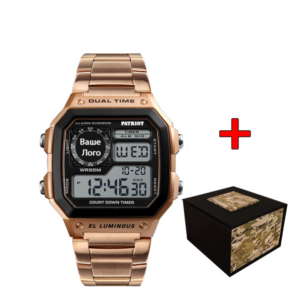 Годинник наручний Patriot 011RG Ваше лого Рожеве Золото + Коробка фото 1