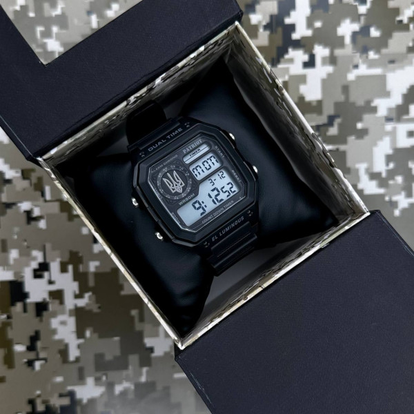 Часы наручные Patriot 010BKUASI Тризуб серебро Черные + Коробка. фото 5