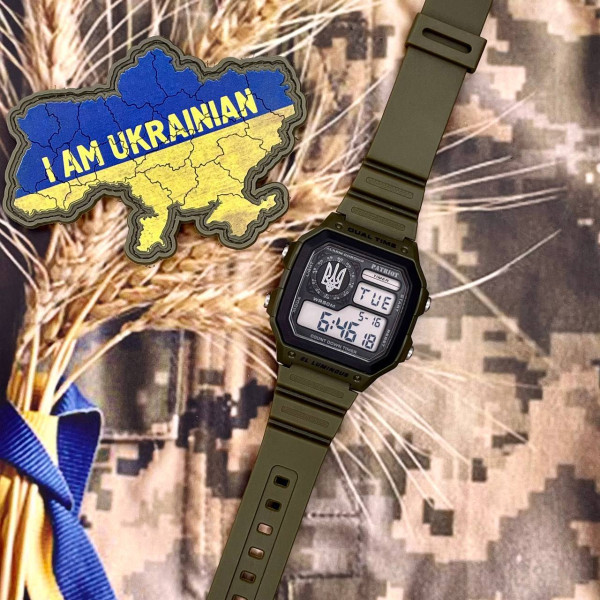 Годинник наручний Patriot 010AGUASI Тризуб срібло Зелені + Коробка фото 3